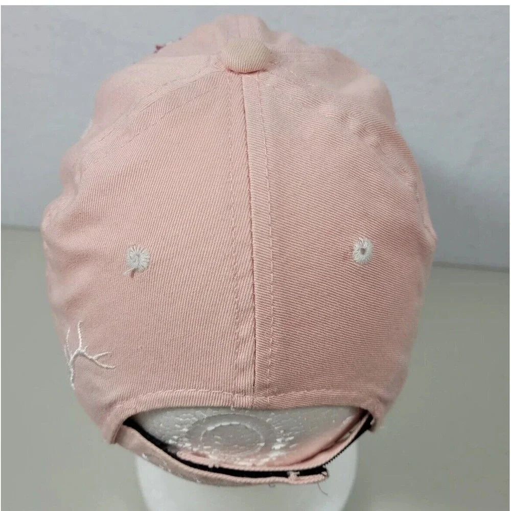 Cabela's Youth Hat‎ One Size Embroidered Logo Pink Red Adjustable Hook & Loop